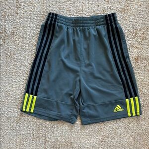 Adidas Gray Shorts with Yellow and Black Stripes